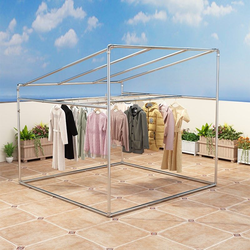 镀锌钢管晾衣架落地室外防风斜顶拱形多肉花架遮阳遮雨棚骨架子
