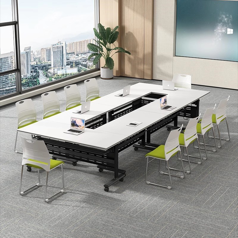 折叠会议桌培训桌椅可移动拼接多功能长条双人课桌办公培训桌