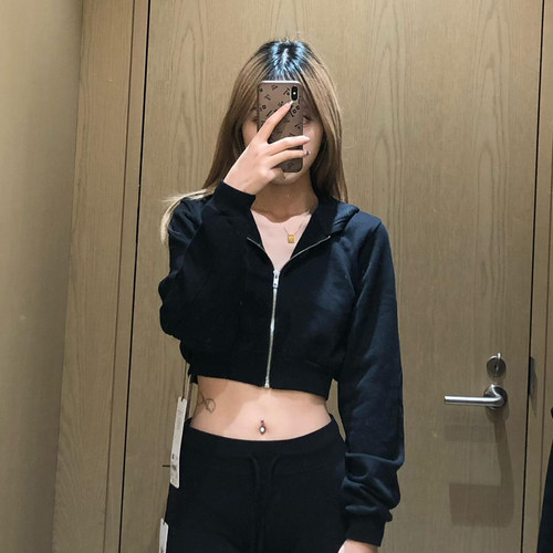 ALO运动卫衣短外套女士连帽开衫