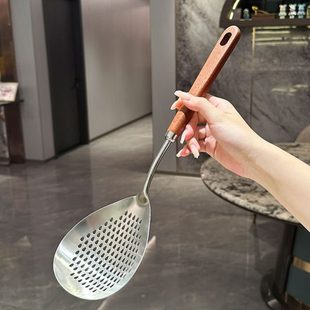 厂促??304不锈钢锅铲乌檀木柄防烫炒勺家用厨房汤勺漏勺加长炒菜