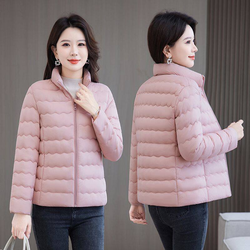 2025冬季轻薄小棉袄短款外套立领女士休闲简约大方修身显瘦棉衣