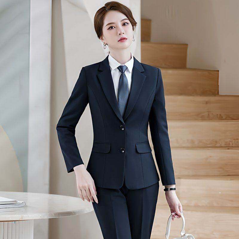 藏青色职业套装女春春季2026新款职场正装上衣气质女士小西装外套
