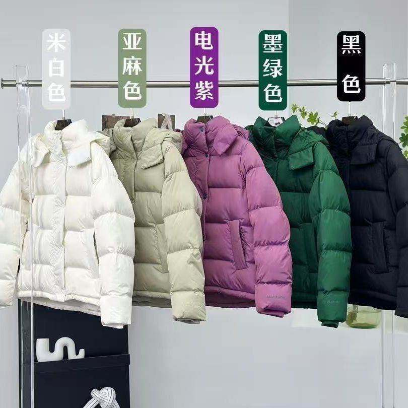 鸭绒80羽绒棉服五格露泡多巴胺女士女生白连帽外套秋冬