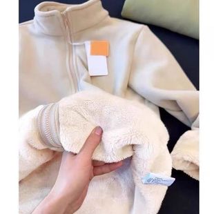 摇粒绒外套女秋冬季内胆东北加绒加厚卫衣羊羔毛校服内搭神器2025