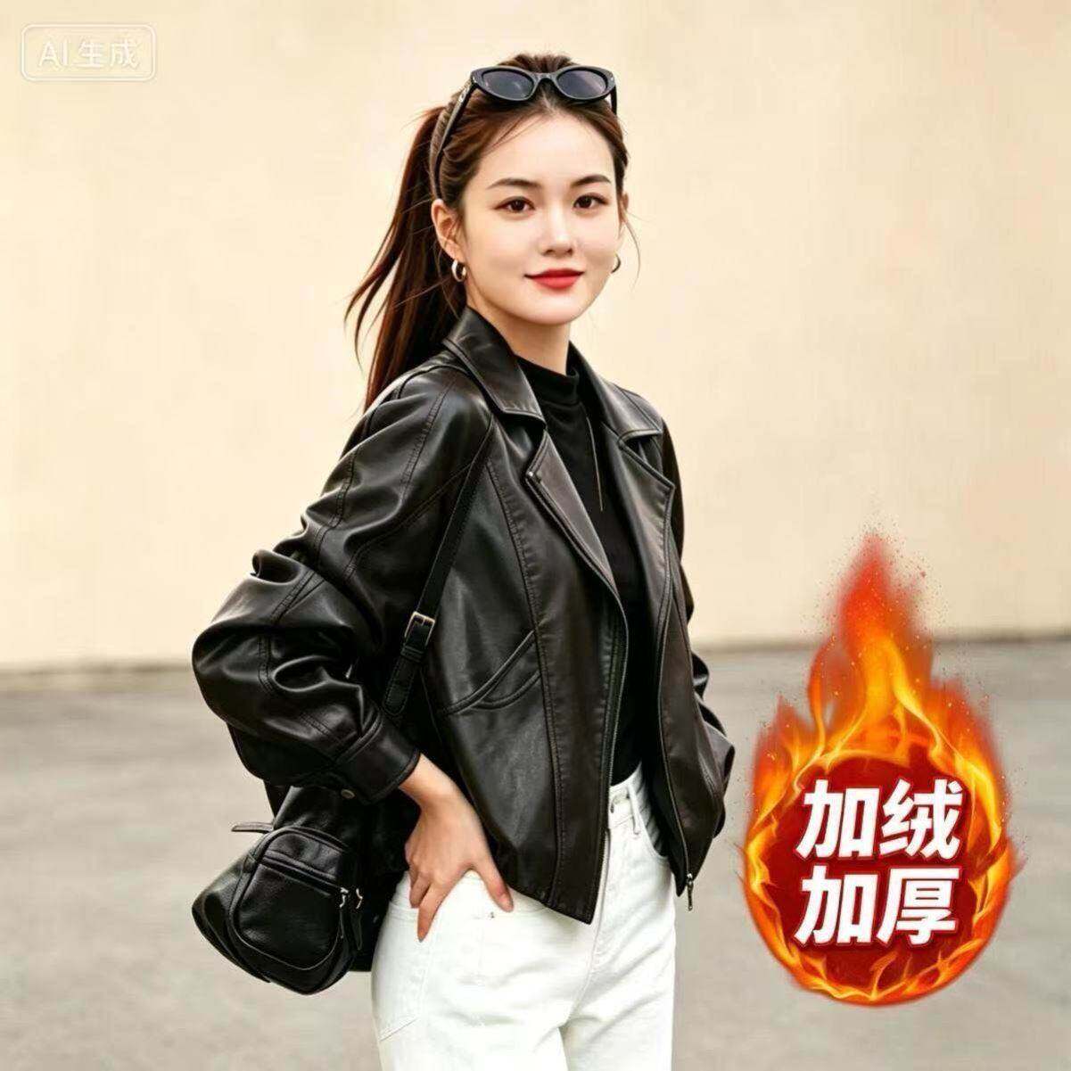 海宁皮衣女短款免洗软皮子修身皮夹克2026秋季西装领小个子外套女