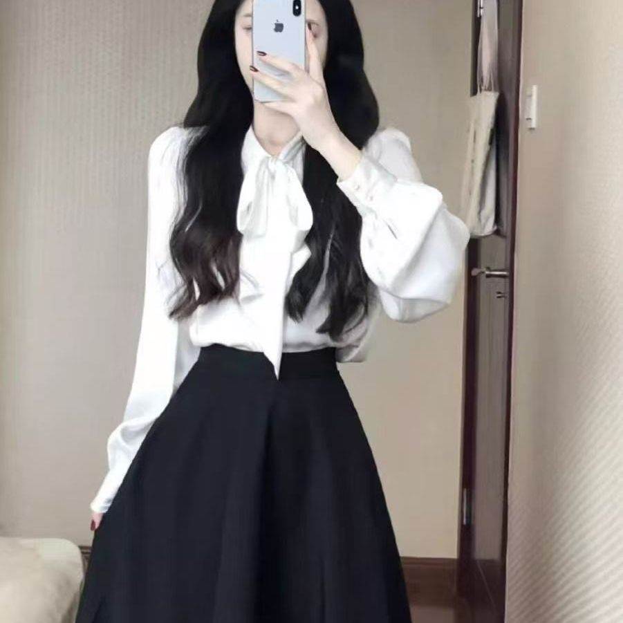 通勤职业气质白色长袖衬衫教资面试套装女夏季答辩大学生教师穿搭