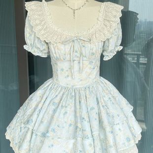 千金感收腰纯欲风公主蓬蓬裙 法式 甜美碎花泡泡袖 连衣裙夏季 新款