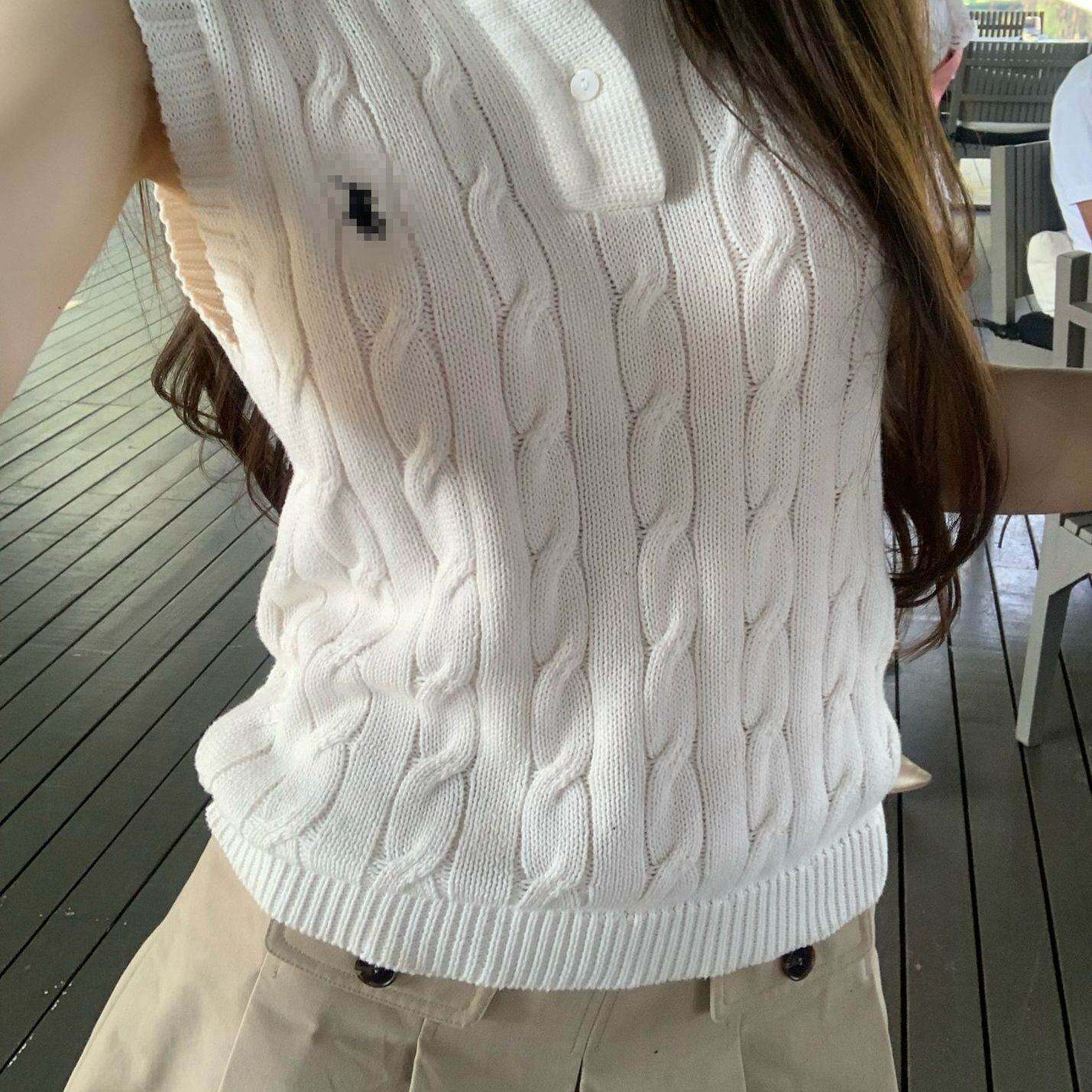 韩系棉夏季刺绣新款麻花针织背心马甲修身无袖上衣恤百搭