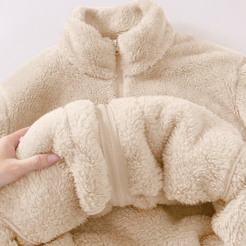 摇粒绒立领外套女秋冬季2025新款毛绒抓绒上衣小个子加绒加厚卫衣