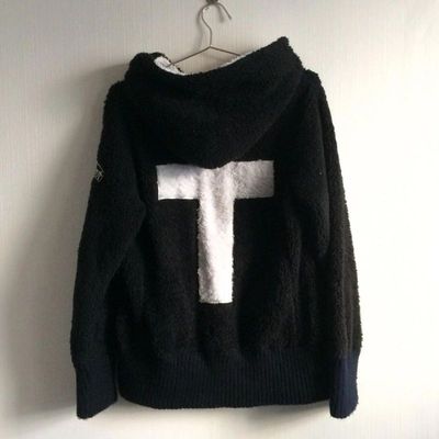 亚文化十字架羊羔绒连帽外套男女情侣款秋冬款保暖运动卫衣开衫