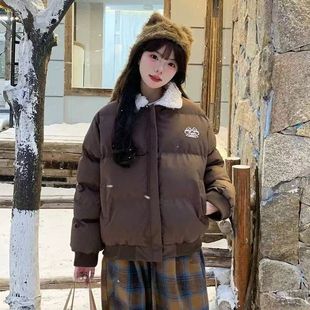 国潮复古短款棉服冬季女显瘦外套翻领加厚保暖韩系设计感小众棉袄