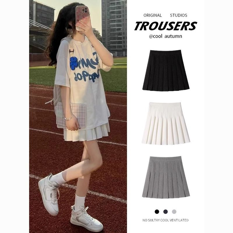 白色百褶裙女半身裙夏季短裙学院风小个子短裙高腰显瘦jk裙a字裙