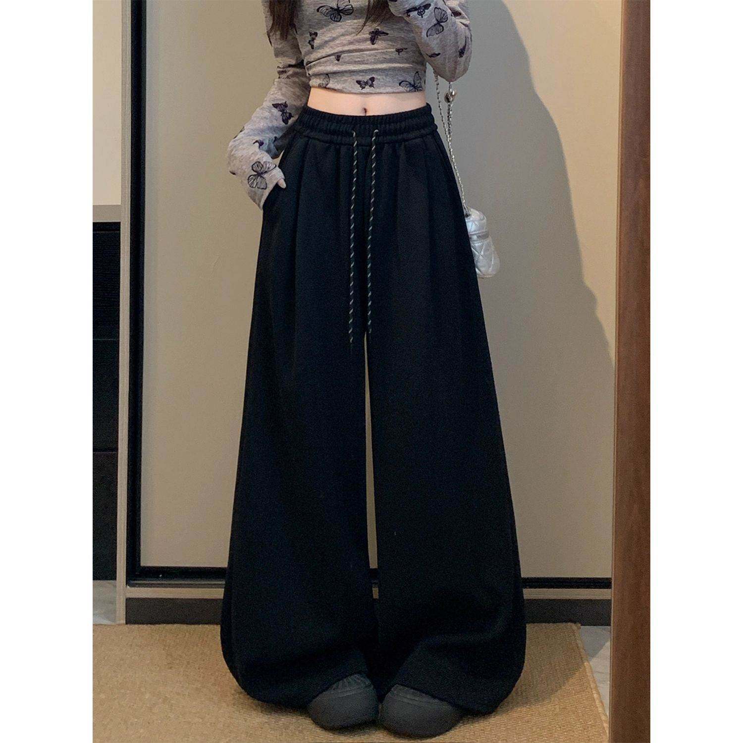 美式运动卫裤女春春季2026新款高腰薄款宽松垂感直筒休闲阔腿裤子