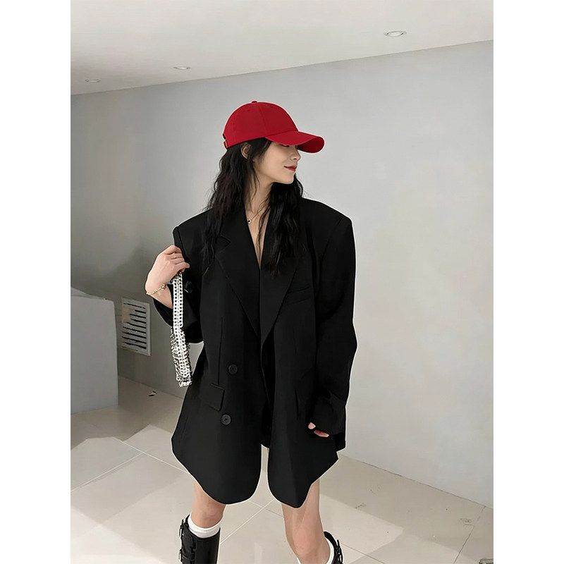 松弛感廓形大垫肩宽松休闲中长款质感西装西服外套女春秋