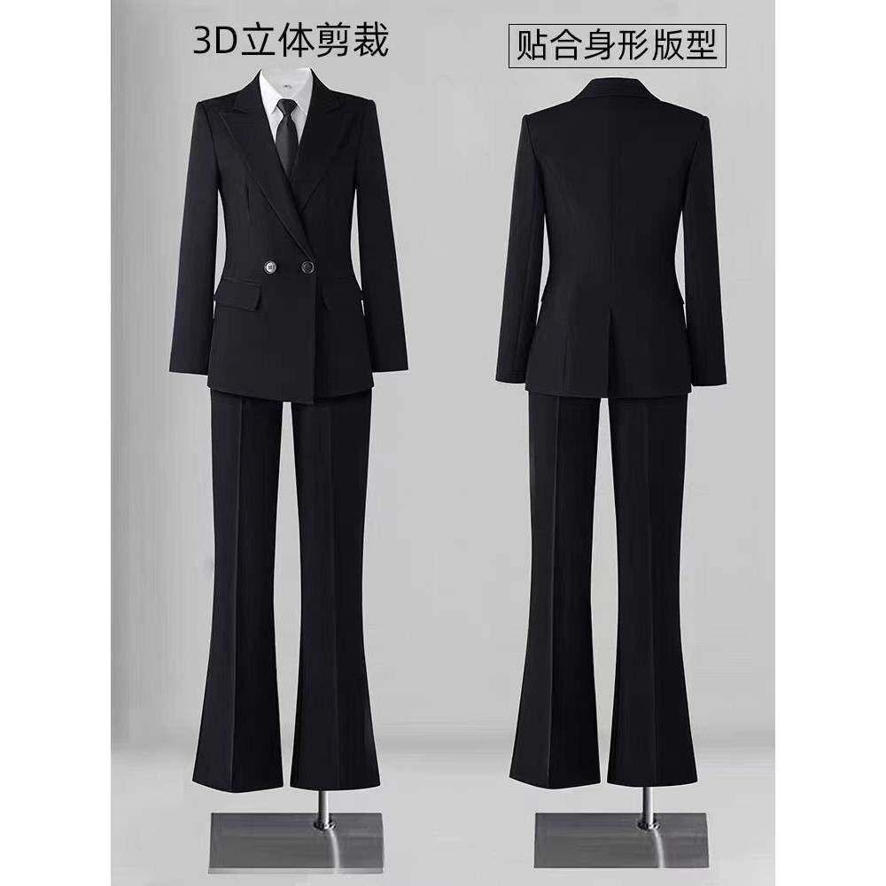 黑色西装套装女微喇叭裤职业正装大学生工作服职业装商务西服外套
