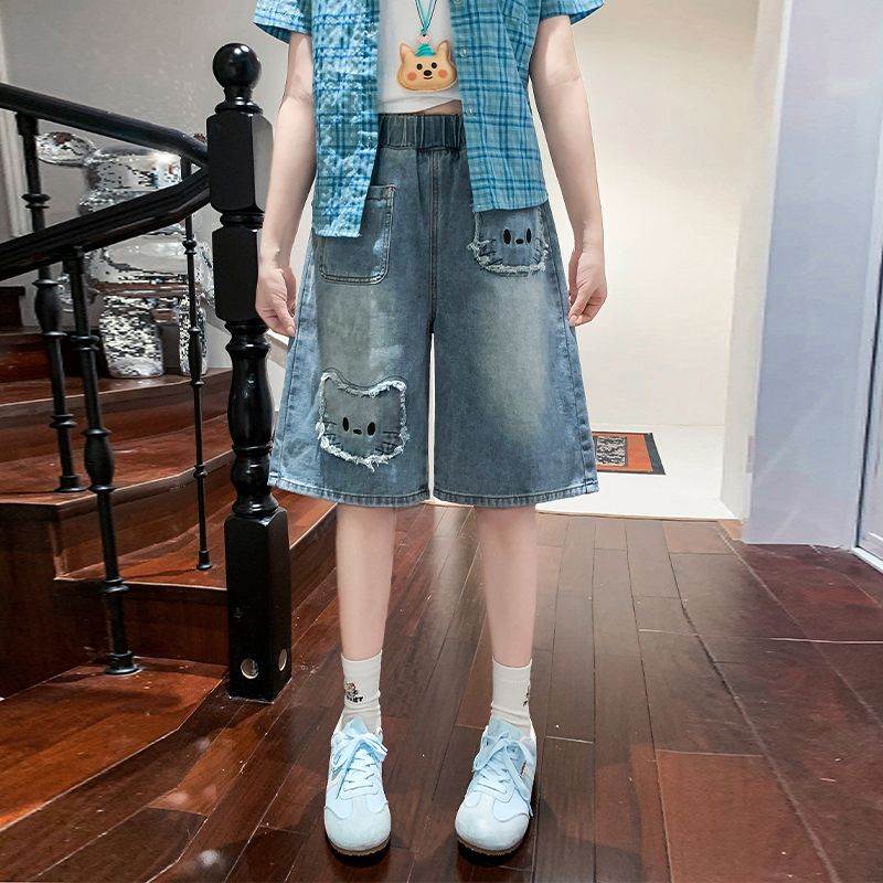 牛仔短裤夏季薄款阔腿宽松高腰学生大码女装胖