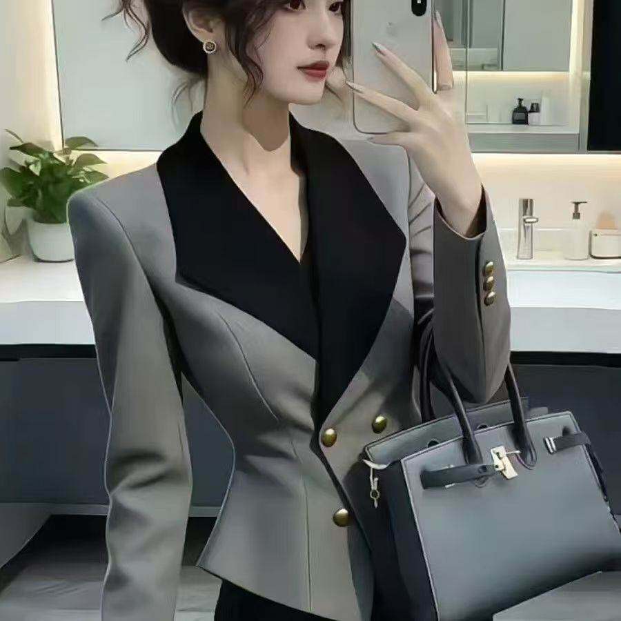 轻奢优雅风灰色西装外套女2026职业御姐掐腰短外套高级感气质显瘦