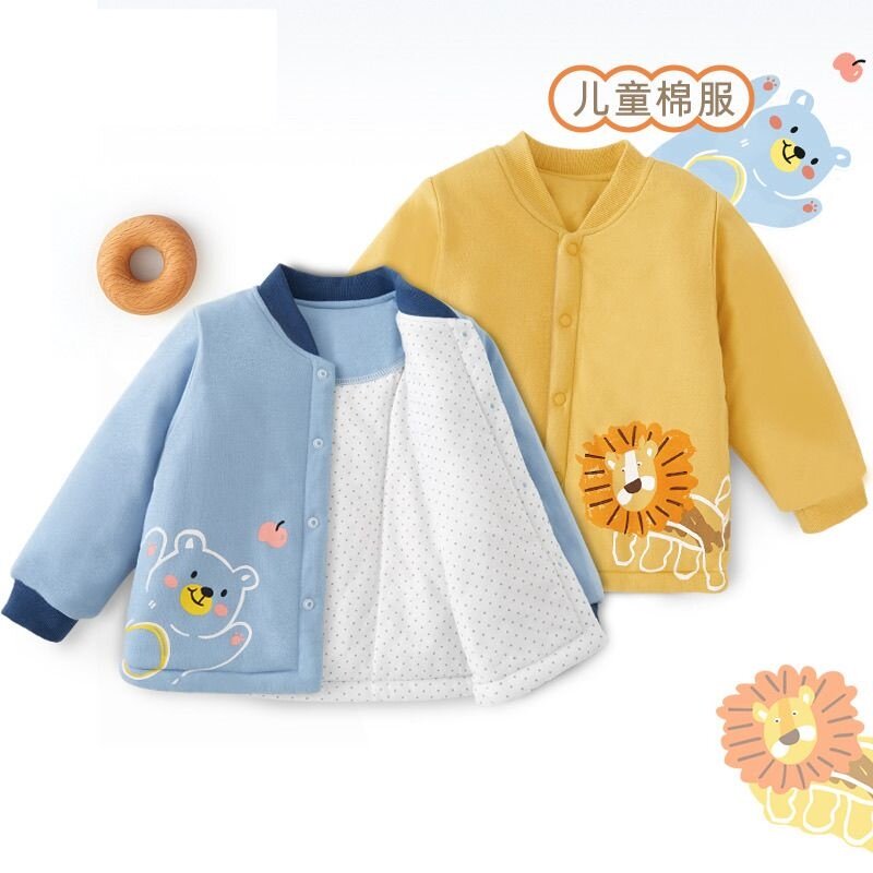 宝宝外套冬季外穿薄款夹棉婴儿上衣保暖棉衣男女童棉袄棉服秋冬款