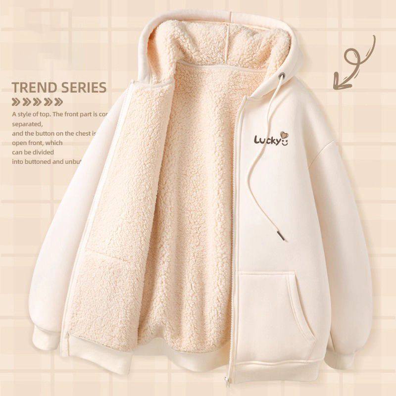 开衫外套女款秋冬季2025新款休闲爆款加厚加绒运动连帽卫衣