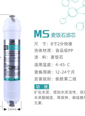 8寸2分快接MS麦饭石矿化水质调节酸碱家用超滤机通用型净化过滤器