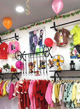 服装店展示架上墙壁挂式女装童装店铺组合挂衣架墙上衣服货架侧挂