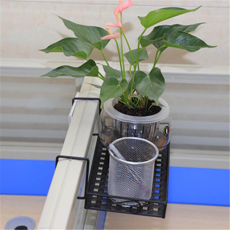 铁艺带挂钩办公桌三角花架置物架办公室收纳挂架桌面架阳台转角架