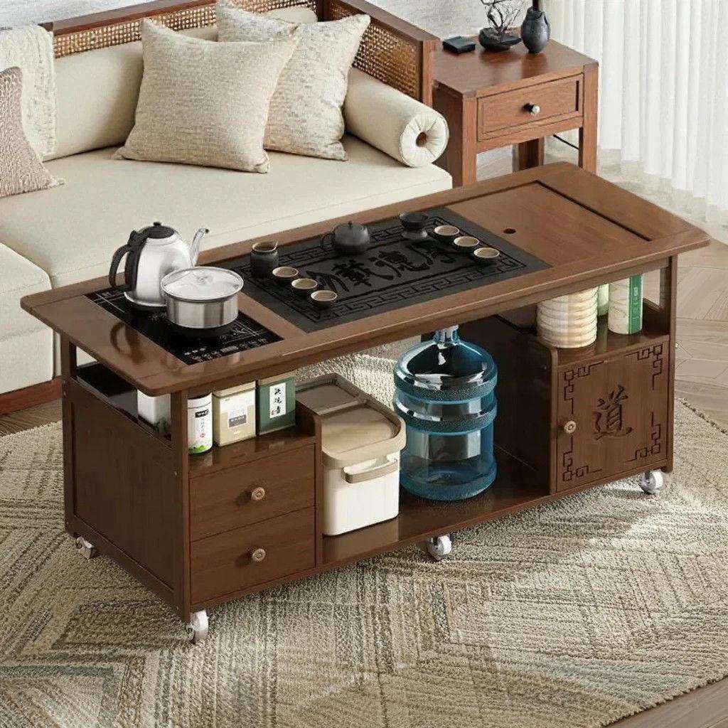 移动茶桌家用小茶台茶水柜烧水壶一体茶车阳台非实木茶几茶具