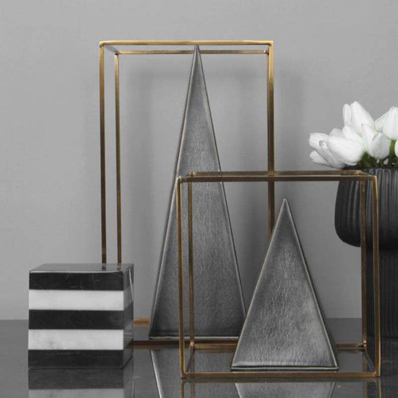金色方框圆形三角形摆件黑色方形书支架现代北欧时尚美间软装饰品