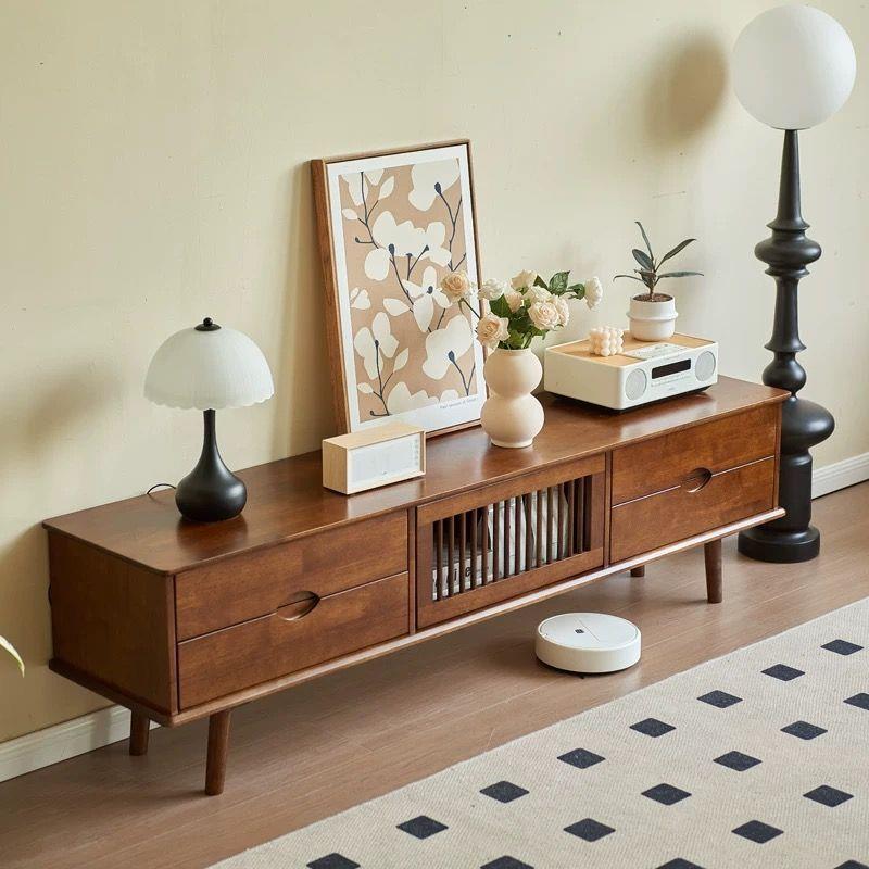 实木电视柜北欧简约现代茶几组合家用客厅小户型原木一体落地式