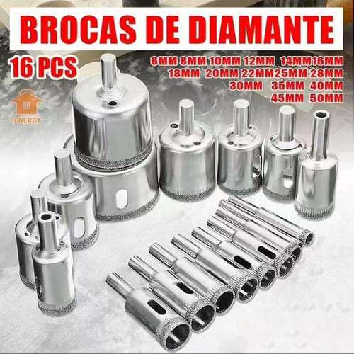 跨境玻璃开孔器套装16PC金刚砂开孔器陶瓷瓷砖扩孔钻头圆形钻孔器
