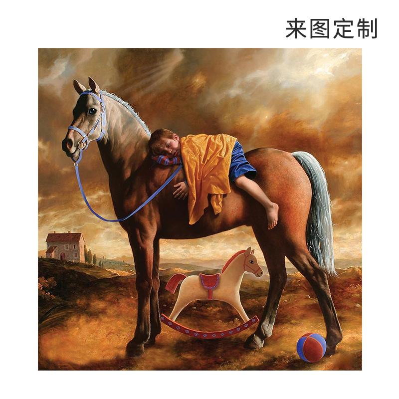 纯手绘油画定制照片代画人物肖像手工山水风景装饰画玄关过道挂画