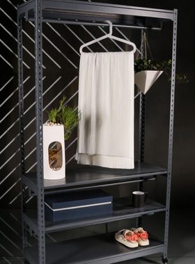 太孚TFOO 带挂衣杆可移动小货架 带轮子灰色陈列架 四层金属架子