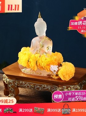 异丽泰式实木佛像坐台泰国木质工艺品摆件家用观音供架供奉台底座