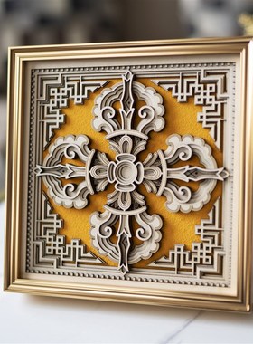 梯木叠雕新中式保平安桌面摆件客厅玄关酒柜办公室装饰品乔迁礼品