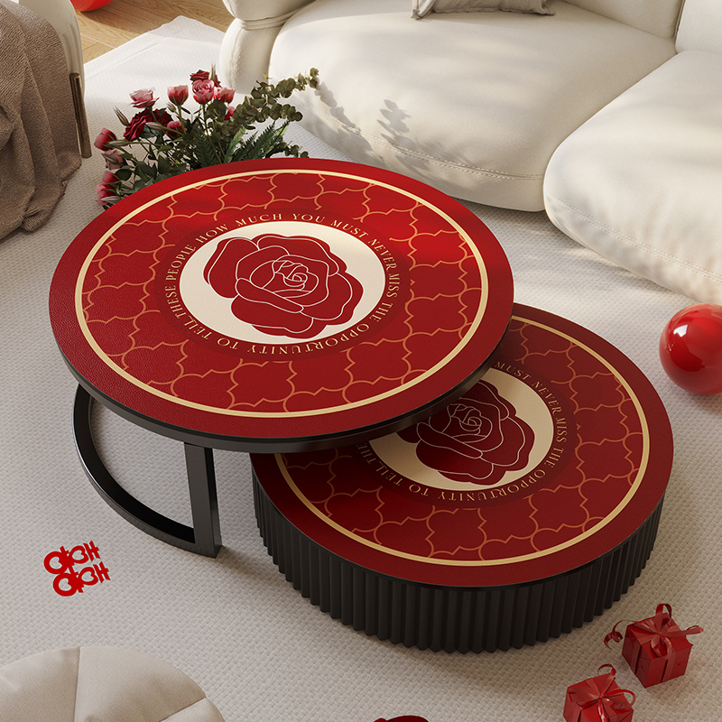 圆形茶几桌布PVC红色结婚家用防水防油客厅茶几垫免洗可擦桌垫子