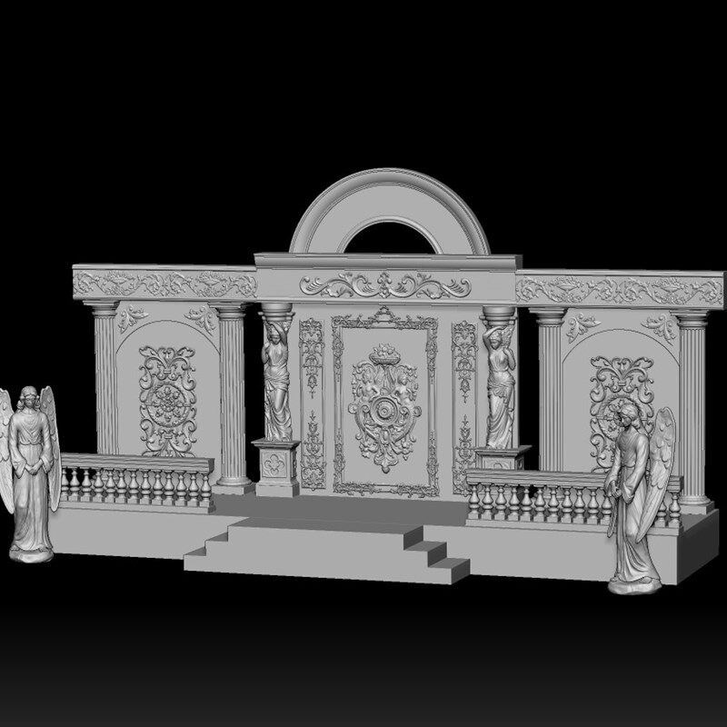 婚庆门头泡沫雕塑3D模型图STL格式婚礼道具背景墙泡沫雕刻机雕
