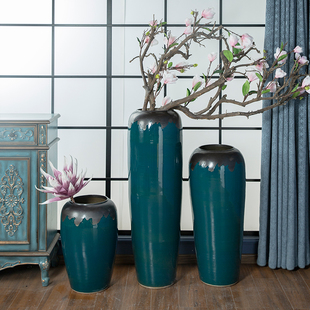 饰品 景德镇陶瓷器大花瓶落地插花家居摆件客厅干花复古怀旧陶罐装