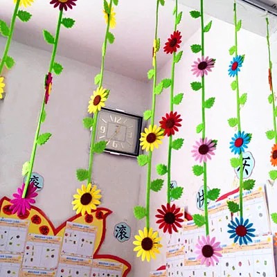幼儿园教室走廊环境布置材料商场店铺吊顶吊饰创意向日葵花朵挂件