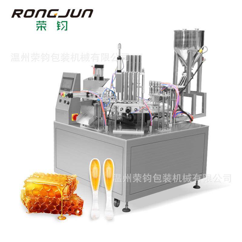 转盘式蜂蜜勺秋梨膏柚子酱粘稠膏体灌装片膜模具设计型封口机,办公设备/耗材/相关服务,包装机,淘宝优惠券,粉丝福利购,淘宝优惠卷