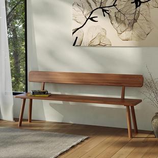 宅而不凡丨中古风实木长凳带靠背长板凳饭厅家用长条凳子餐桌长椅