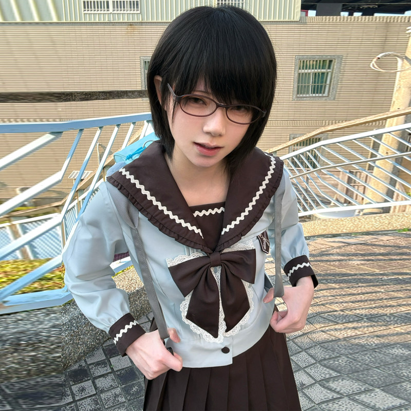 不眠岛原创jk制服【巧棕奶泡】日系学院风山道襟水手服校供感套装