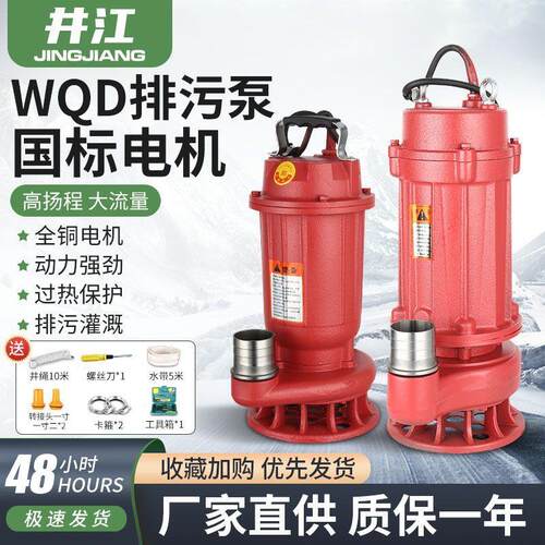 潜水泵220V污水泵厂家直销抽水泵小型高扬程农用380V灌溉排污抽水