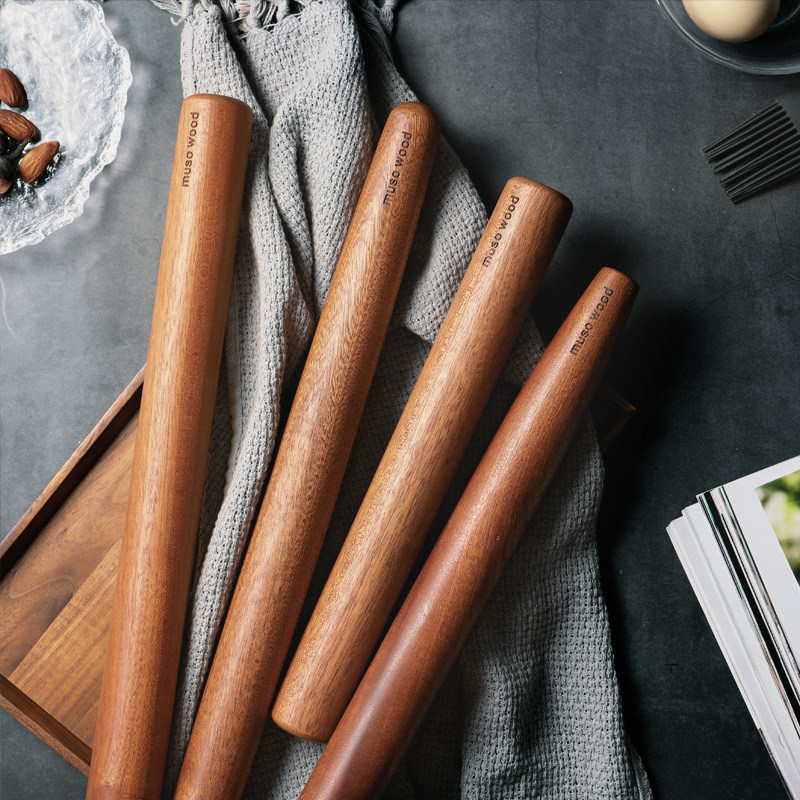 实木擀面棍擀麪棍乌檀木加长面棒家用木质擀麪皮水饺皮棍子无漆