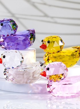 水晶小黄鸭汽车摆件车载中控台车内饰可爱鸭子公仔装饰品创意礼品