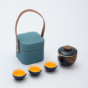 便携式 旅行功夫茶具小套装 陶瓷快客杯户外功夫茶杯泡茶壶定制LOGO