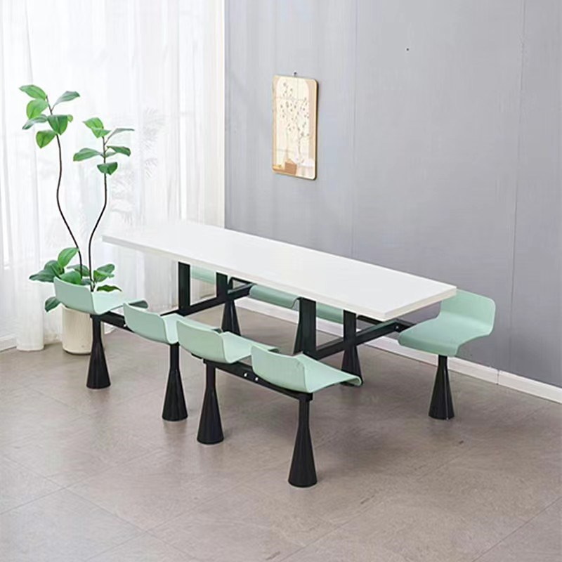 食堂岩板餐桌椅组合学校餐厅四人工厂员工饭堂小吃店面馆快餐桌椅