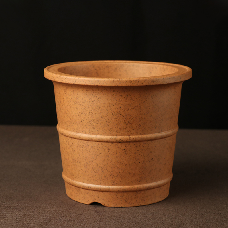 蔓木人宜兴紫砂花盆唯珍精品手工段泥柴烧古典桌面兰花盆盆景盆圆