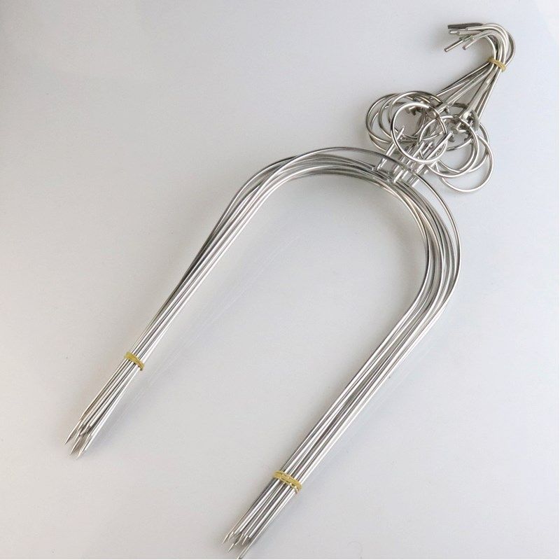包邮不锈钢琵琶鸭叉乳鸽三叉手烤撕兔工具U型板鸭夹烤叉烧腊钩