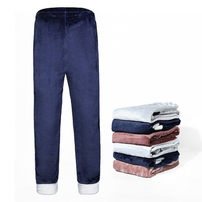 睡裤女冬加厚珊瑚绒家居裤子秋宽松法兰绒大码外穿裤男睡衣长保暖