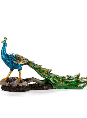 欧式创意孔雀摆件招财家居饰品客厅电视柜凤凰玄关美式软装装饰品